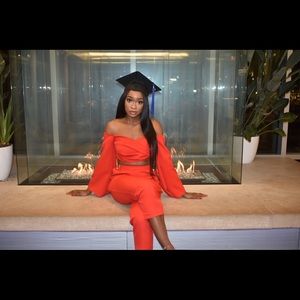 Missguided Red Off-Shoulder Jumpsuit